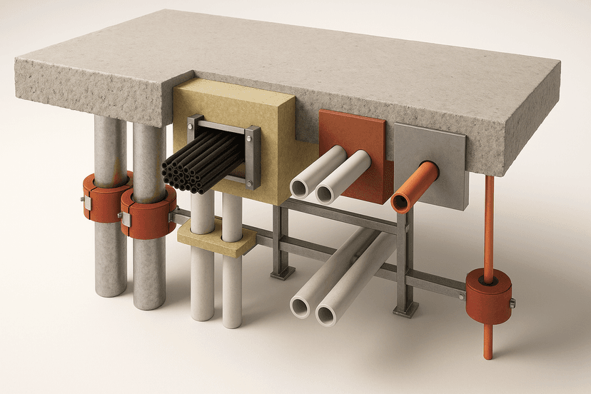 Fire stopping installation example 1